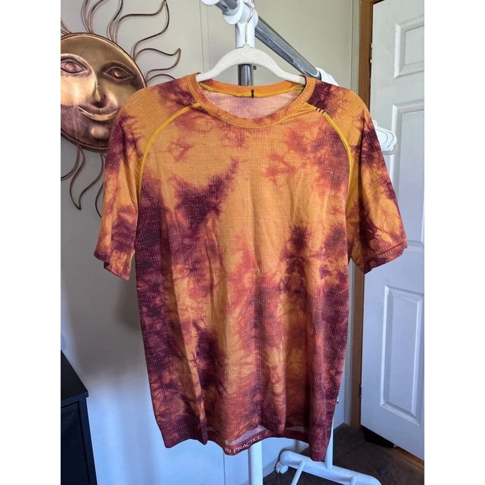 Mens Lululemon Tshirt Orange tie dye